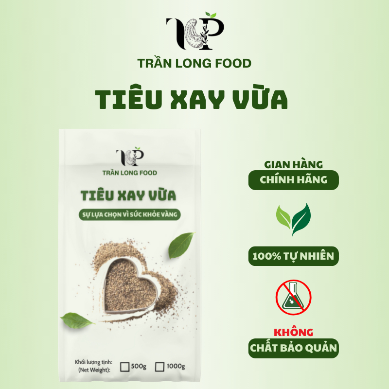 1kg tiêu xay sẵn nguyên chất, Hạt tiêu xay sạch , thơm ngon , không chất bảo quản -Tran Long Foods