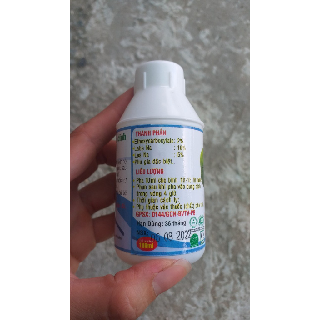 Chế phẩm siêu bám dính lưu dẫn, siêu thấm, loang trải 100ml, giúp tăng hiệu quả phân bón, thuốc BVTV