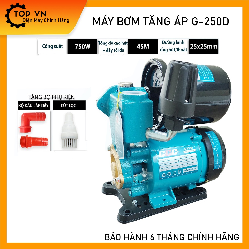 {Chính hãng} Máy bơm tăng áp G-250D hãng GGG công suất 750w, tự động đóng ngắt, chất lượng.Bảo hành 6 tháng chính hãng