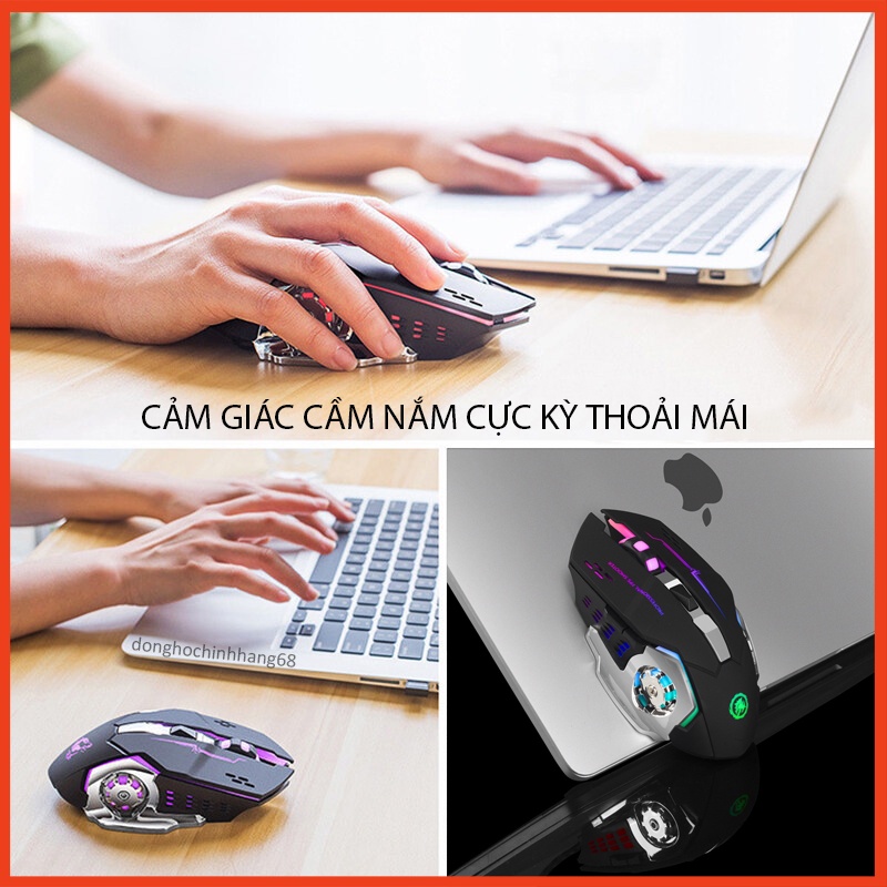 Chuột Gaming Không Dây T28 Dành Cho Game Thủ Chống Ồn Có Đèn LED Chơi Game Cực Đã Bảo Hành 12 Tháng
