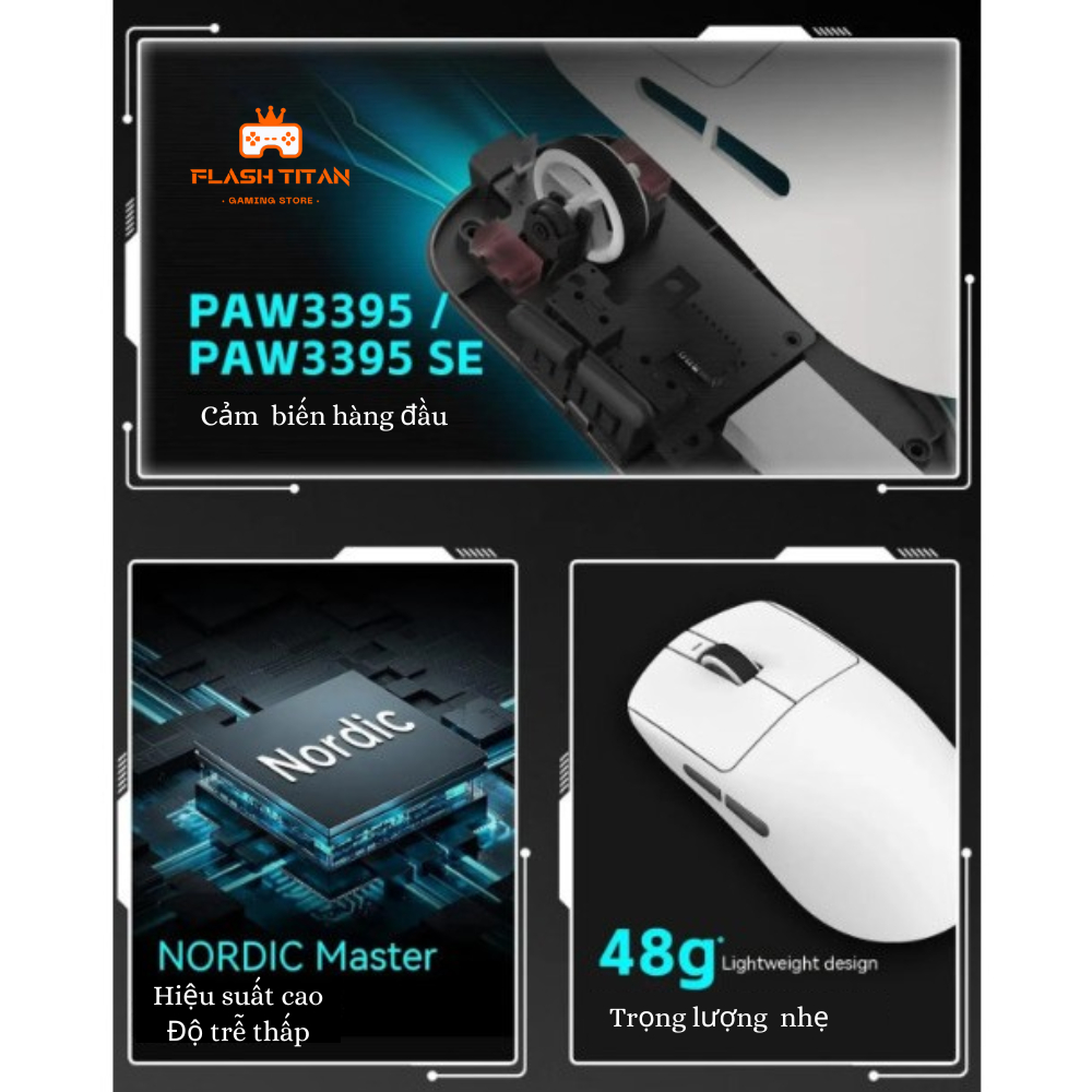 Chuột không dây VXE R1 SE - R1 SE Plus -3 chế độ kết nối - Chuột gaming giá rẻ dùng cho PC, laptop