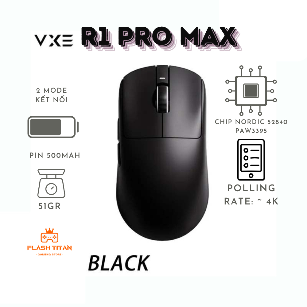 Chuột không dây VXE R1 SE - R1 SE Plus -3 chế độ kết nối - Chuột gaming giá rẻ dùng cho PC, laptop