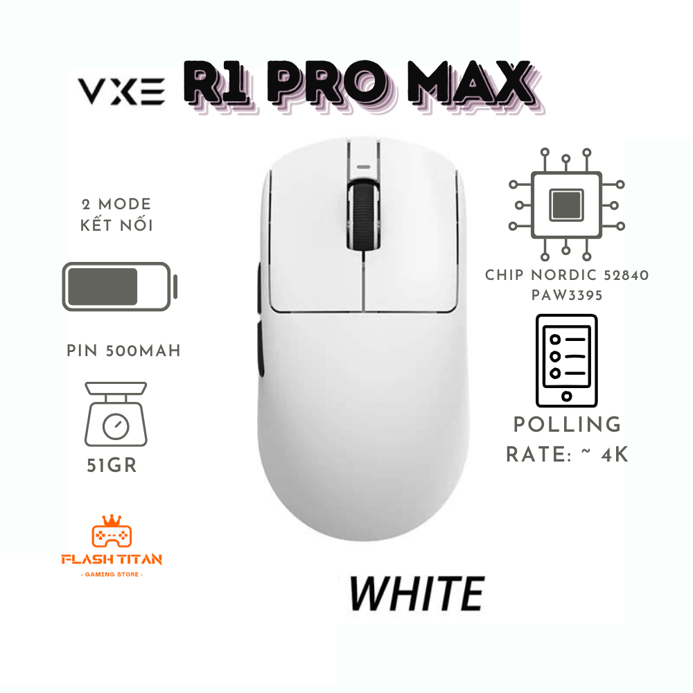 Chuột không dây VXE R1 SE - R1 SE Plus -3 chế độ kết nối - Chuột gaming giá rẻ dùng cho PC, laptop