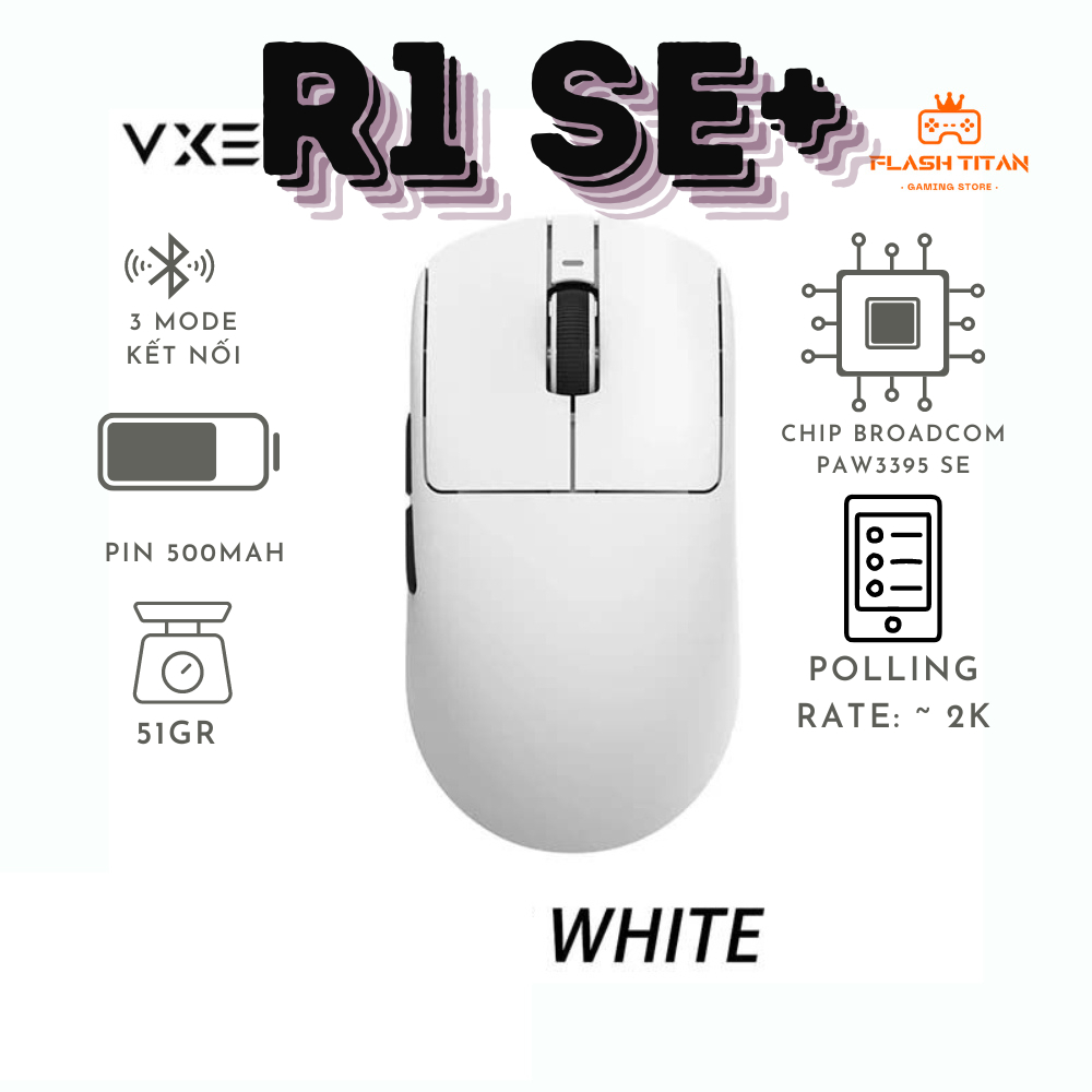 Chuột không dây VXE R1 SE - R1 SE Plus -3 chế độ kết nối - Chuột gaming giá rẻ dùng cho PC, laptop
