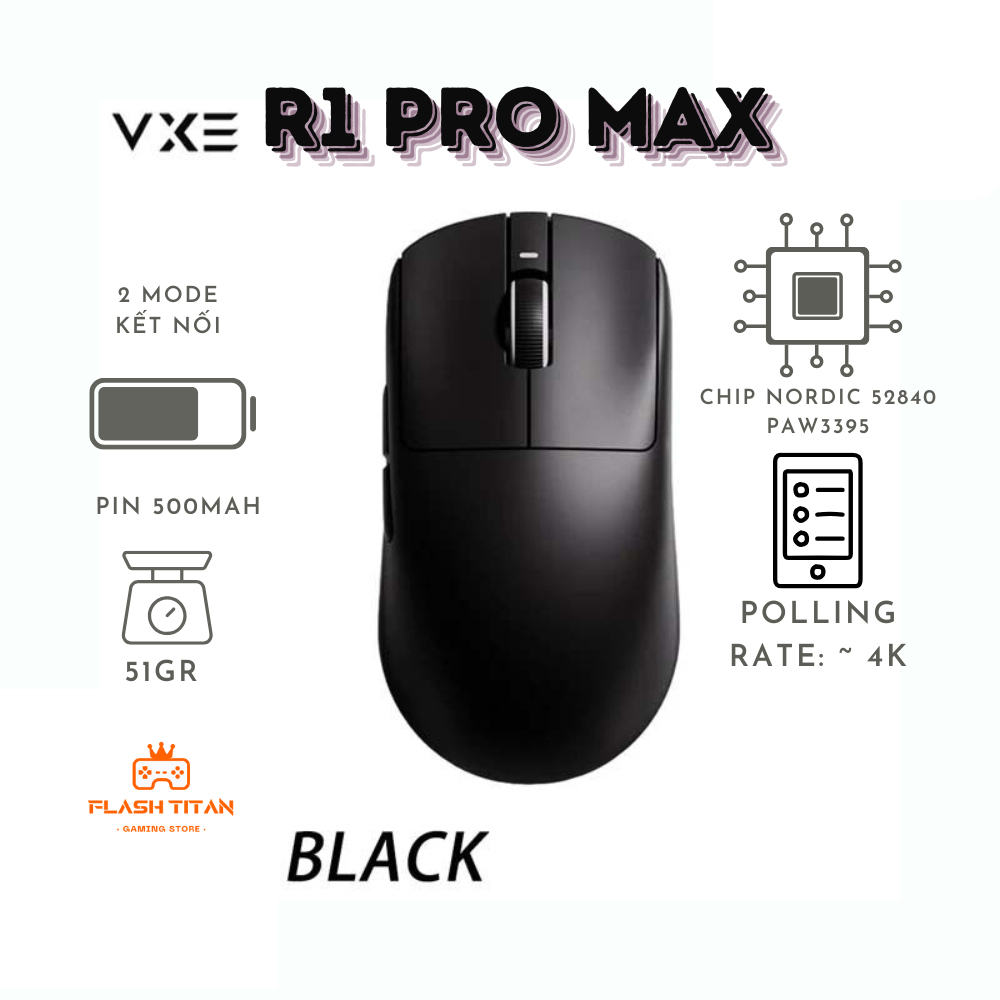 Chuột không dây VXE R1 SE - R1 SE Plus -3 chế độ kết nối - Chuột gaming giá rẻ dùng cho PC, laptop