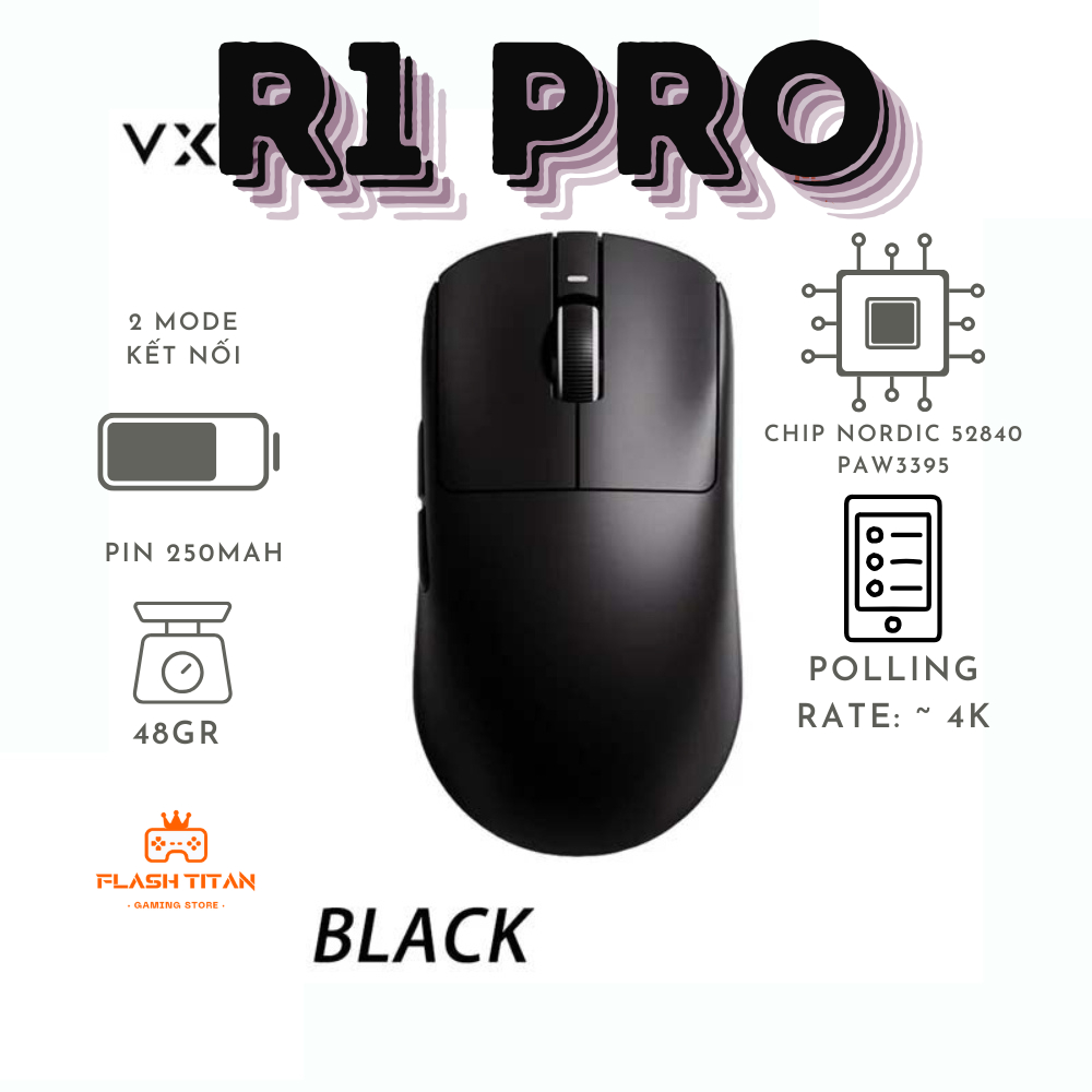 Chuột không dây VXE R1 SE - R1 SE Plus -3 chế độ kết nối - Chuột gaming giá rẻ dùng cho PC, laptop