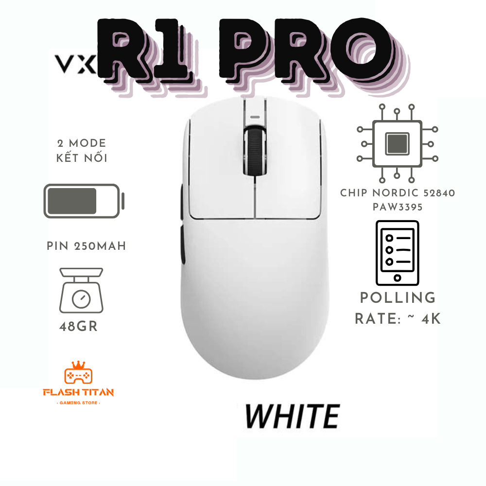 Chuột không dây VXE R1 SE - R1 SE Plus -3 chế độ kết nối - Chuột gaming giá rẻ dùng cho PC, laptop