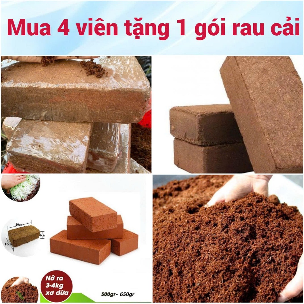 Đất trồng cây viên nén xơ dừa, giá thể trồng rau mầm, trồng rau củ quả hoa sen đá hạt giống