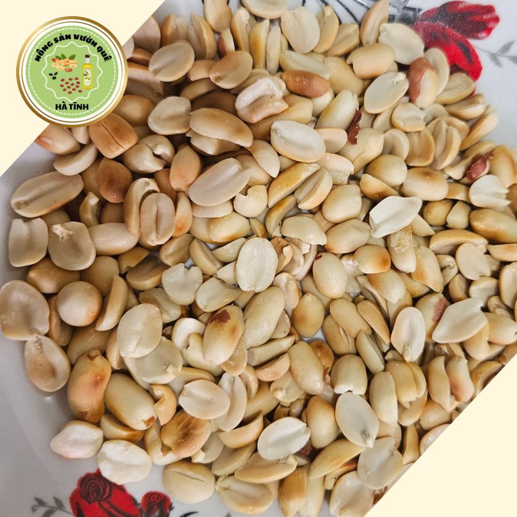 Đậu Phộng Tách Vỏ Loại 1 – Lạc Nhân Hà Tĩnh – Nông Sản Vườn Quê – Túi zíp 1kg – Hạt to, béo ú ụ