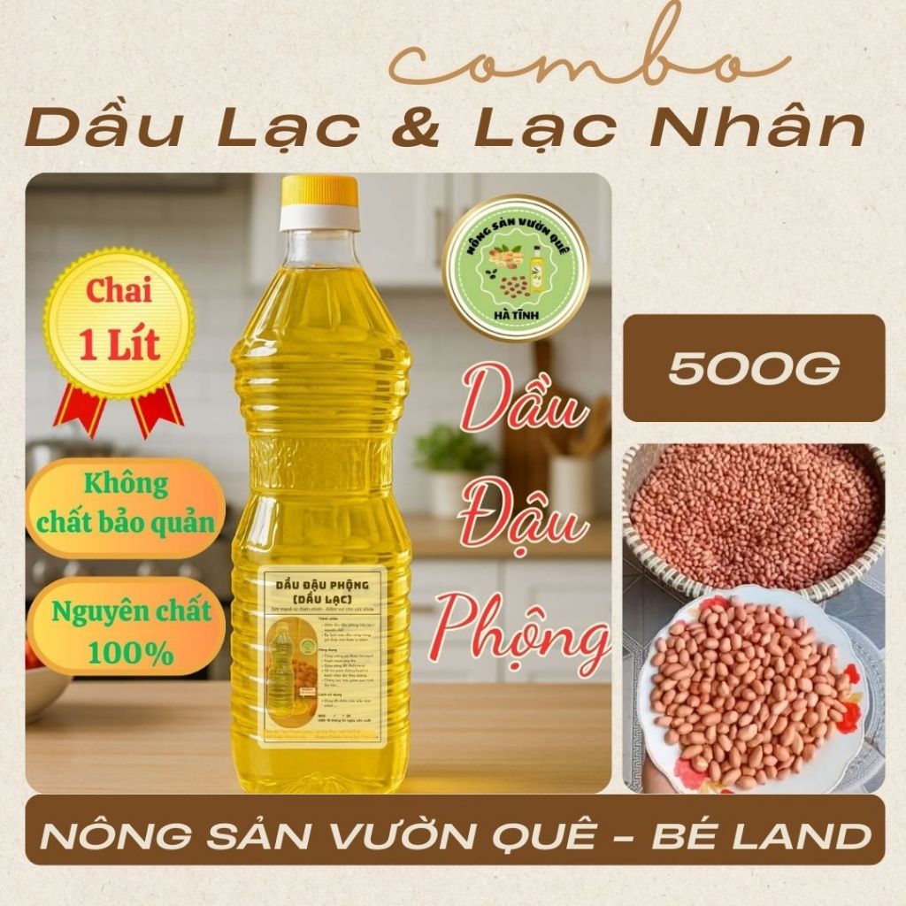 Đậu Phộng Tách Vỏ Loại 1 – Lạc Nhân Hà Tĩnh – Nông Sản Vườn Quê – Túi zíp 1kg – Hạt to, béo ú ụ