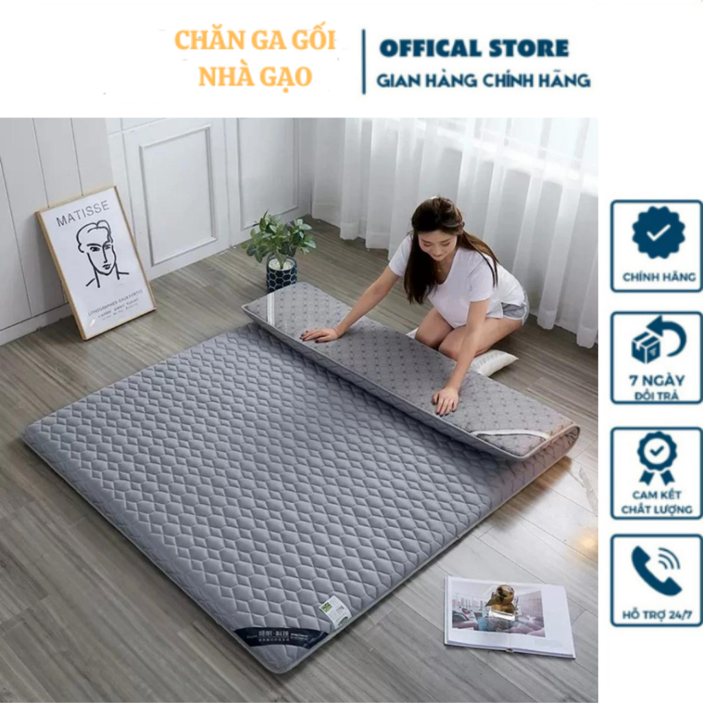 Đệm topper gấp gọn Ricehome – nhỏ gọn, êm ái, phù hợp dân văn phòng & ký túc xá