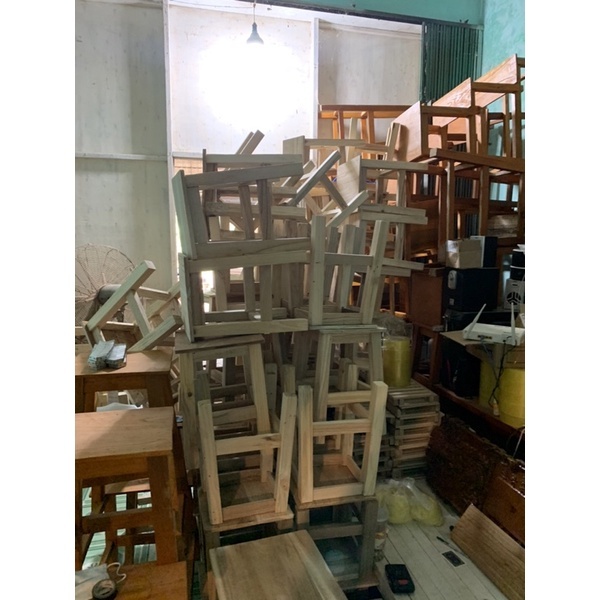 Ghế đôn gỗ tự nhiên mặt liền