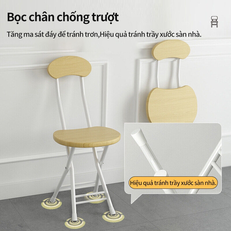 Ghế Gỗ Gấp Gọn Đa Năng, Ghế Bàn Ăn Thông Minh, Ghế Làm Việc Khung Thép, Màu Sắc Lựa Chọn