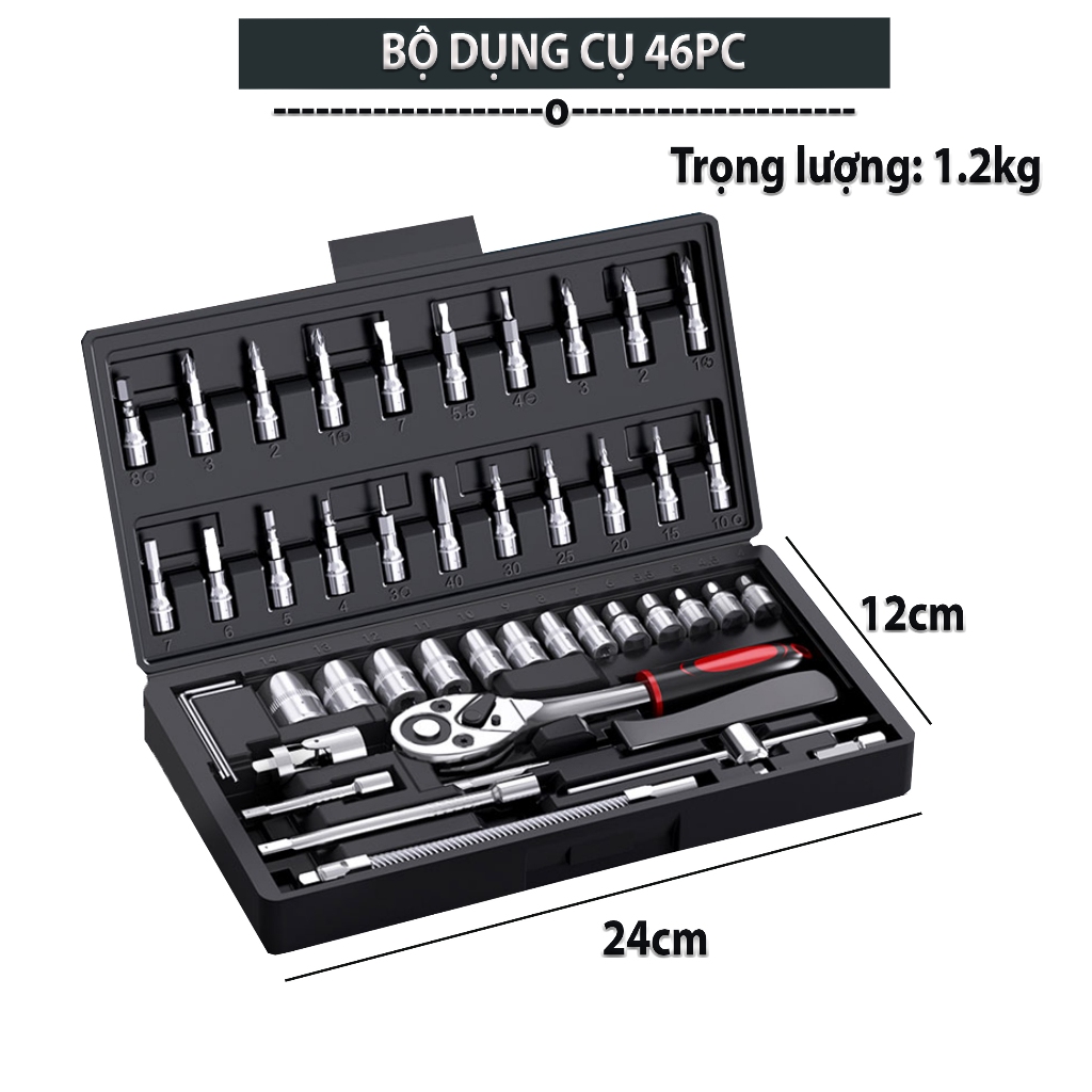 [HÀNG CAO CẤP] Bộ dụng cụ sửa chữa đa năng 46 chi tiết Tháo mở ốc vít bu lông sữa chữa ô tô xe máy đồ gia dụng