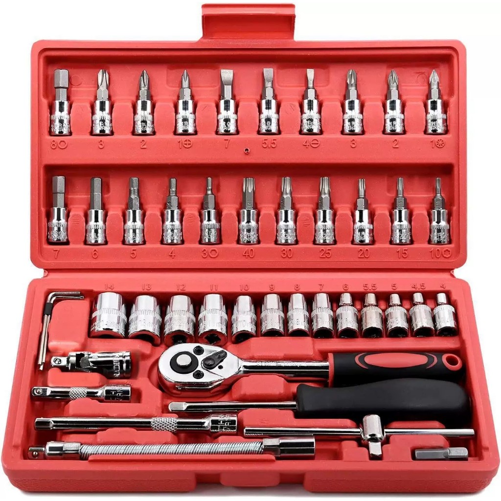 [HÀNG CAO CẤP] Bộ dụng cụ sửa chữa đa năng 46 chi tiết Tháo mở ốc vít bu lông sữa chữa ô tô xe máy đồ gia dụng