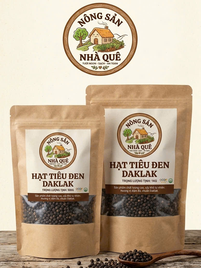 Hạt Tiêu Đen Đắk Lắk Nguyên Chất 1kg - Giá Rẻ, Tiêu Sạch Nhà Vườn. Nguyên Hạt, Cay Thơm Tự Nhiên.