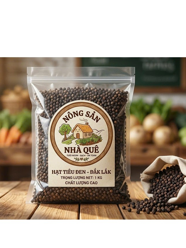 Hạt Tiêu Đen Đắk Lắk Nguyên Chất 1kg - Giá Rẻ, Tiêu Sạch Nhà Vườn. Nguyên Hạt, Cay Thơm Tự Nhiên.