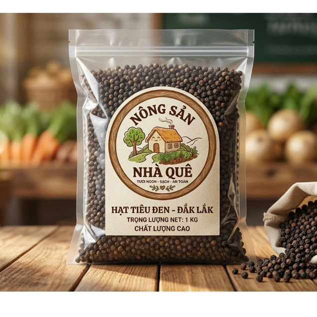Hạt Tiêu Đen Đắk Lắk Nguyên Chất 1kg - Giá Rẻ, Tiêu Sạch Nhà Vườn. Nguyên Hạt, Cay Thơm Tự Nhiên.