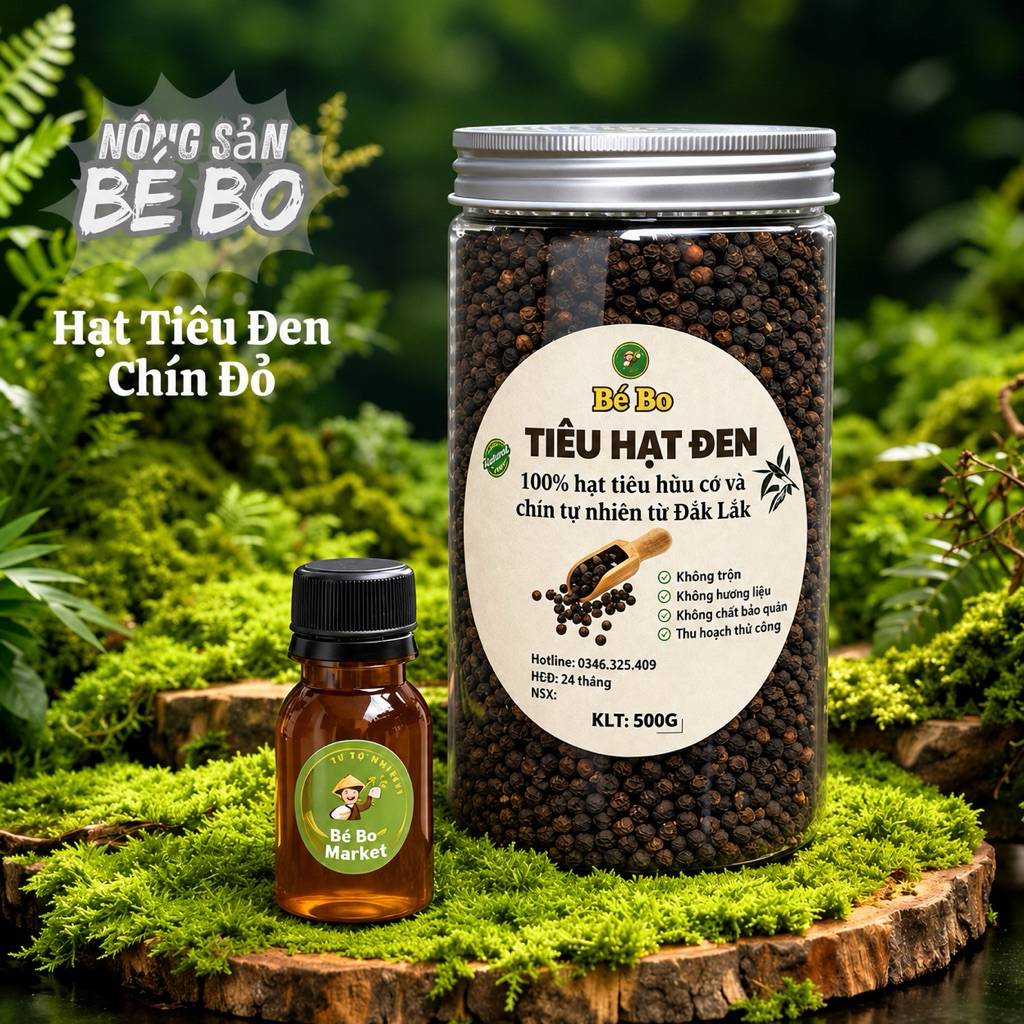 HẠT TIÊU ĐEN Nông Sản Đăk Lăk 1Kg - Tặng Mật Ong 100g