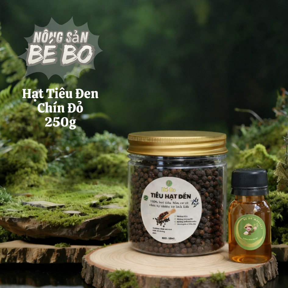 HẠT TIÊU ĐEN Nông Sản Đăk Lăk 1Kg - Tặng Mật Ong 100g