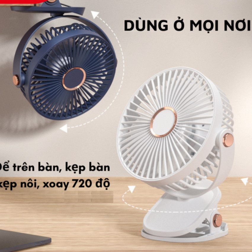 [ HỎA TỐC ] Quạt mini để bàn tích điện 5 mức độ có đèn led pin 5000 MHA  Và 10000 MHA - PLSHARK