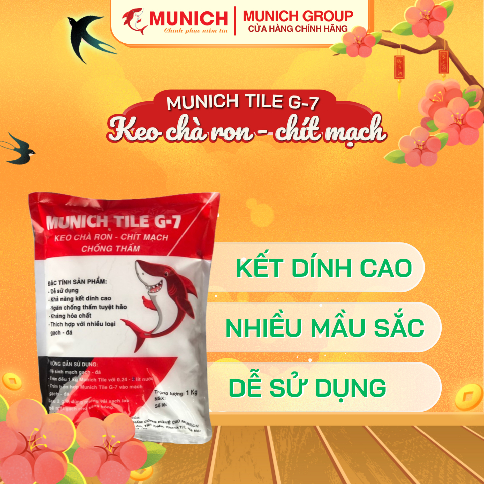 Keo Chà Ron - Chít Mạch - Chống Thấm Munich Tile G-7 , Túi 1kg , đa dạng mầu