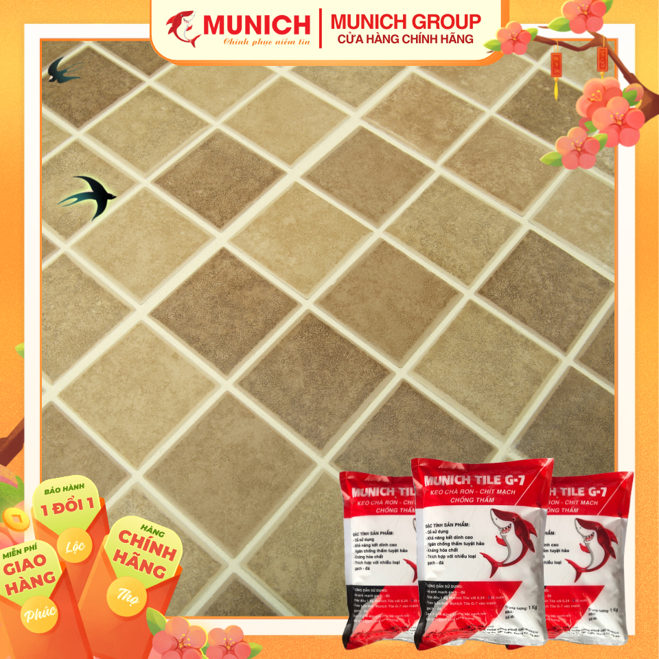 Keo Chà Ron - Chít Mạch - Chống Thấm Munich Tile G-7 , Túi 1kg , đa dạng mầu