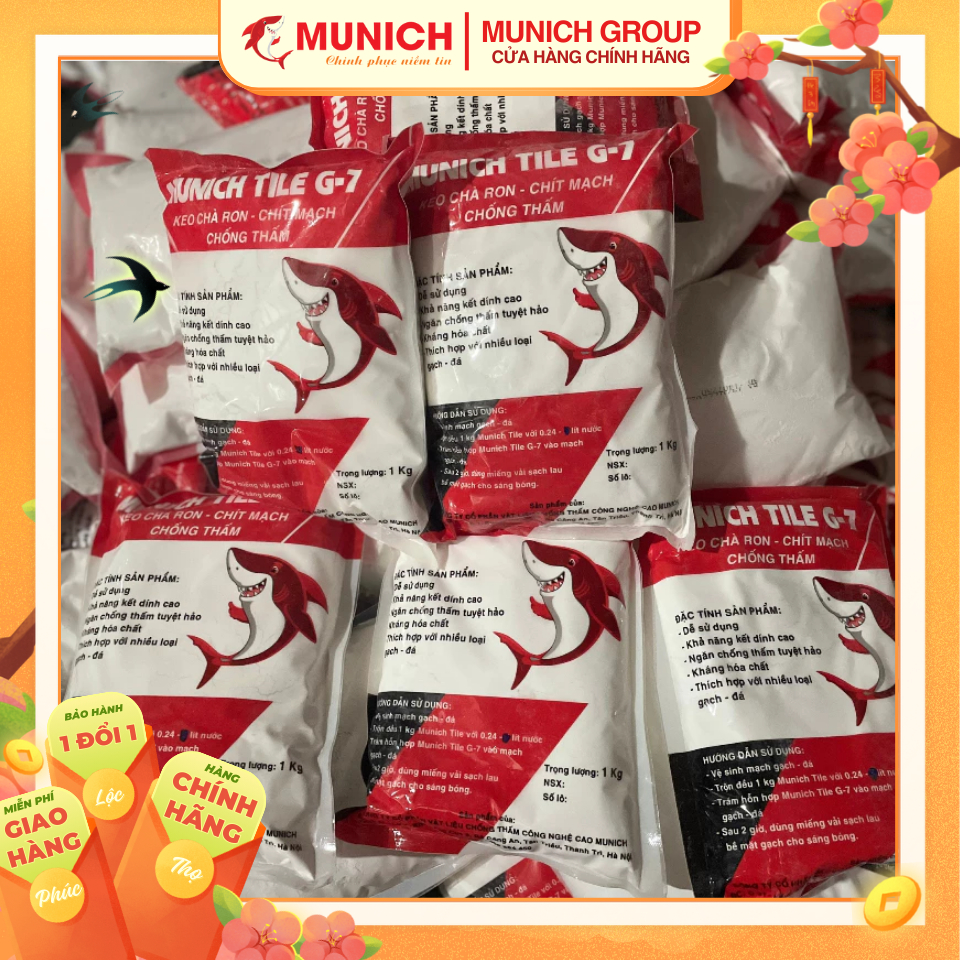 Keo Chà Ron - Chít Mạch - Chống Thấm Munich Tile G-7 , Túi 1kg , đa dạng mầu