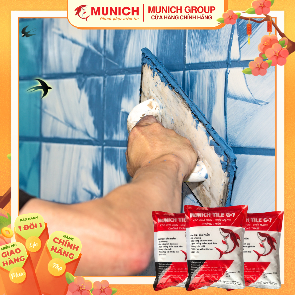 Keo Chà Ron - Chít Mạch - Chống Thấm Munich Tile G-7 , Túi 1kg , đa dạng mầu