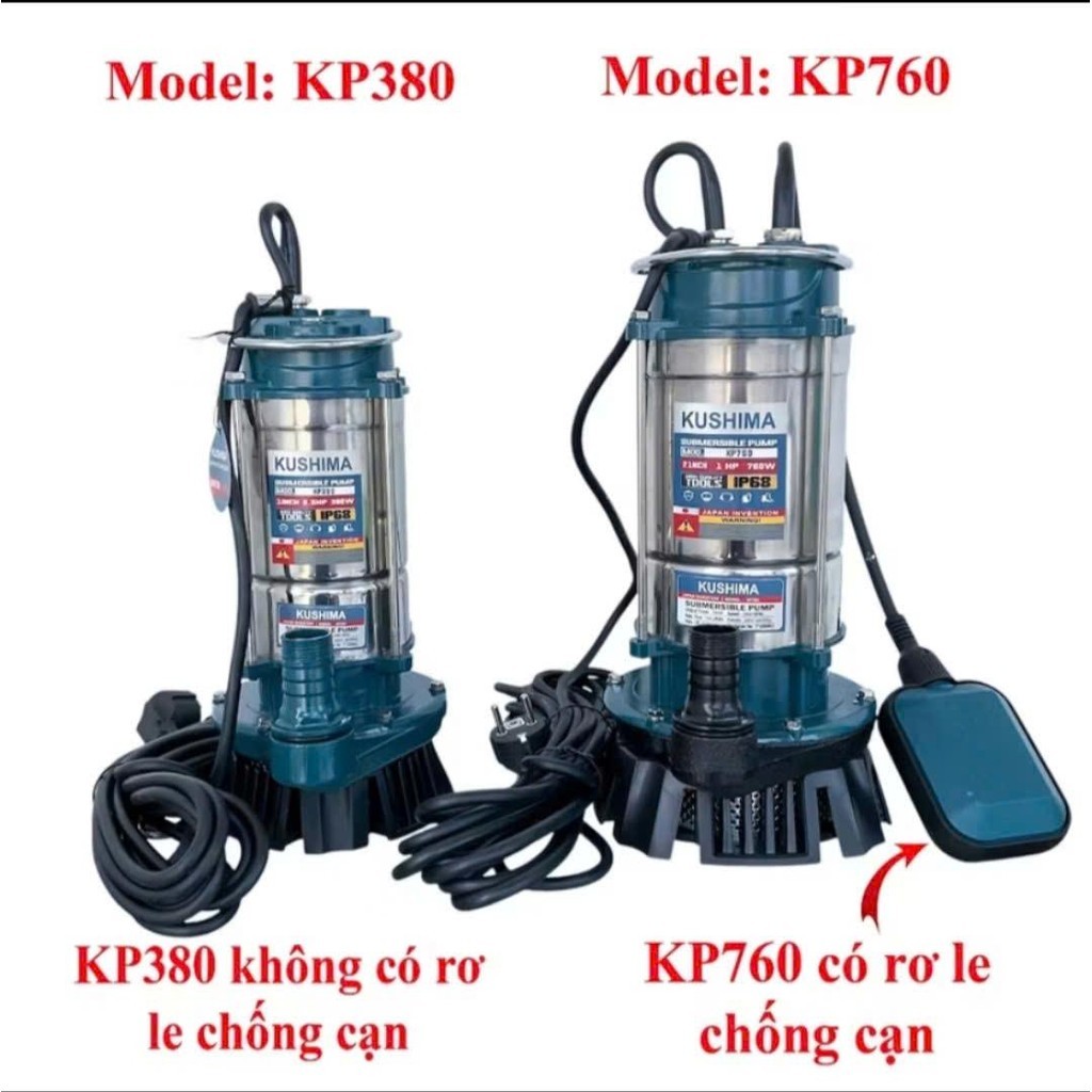 Máy Bơm Chìm Bơm Tõm  Inox 380W Kushima –  220V – Dây Đồng 100%