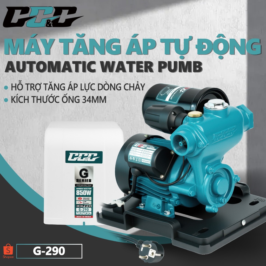 Máy bơm tăng áp, cao áp GGG - G250D 750W, đóng ngắt tự động, thương hiệu Thái Lan, máy chính hãng Bảo Hành 06 tháng