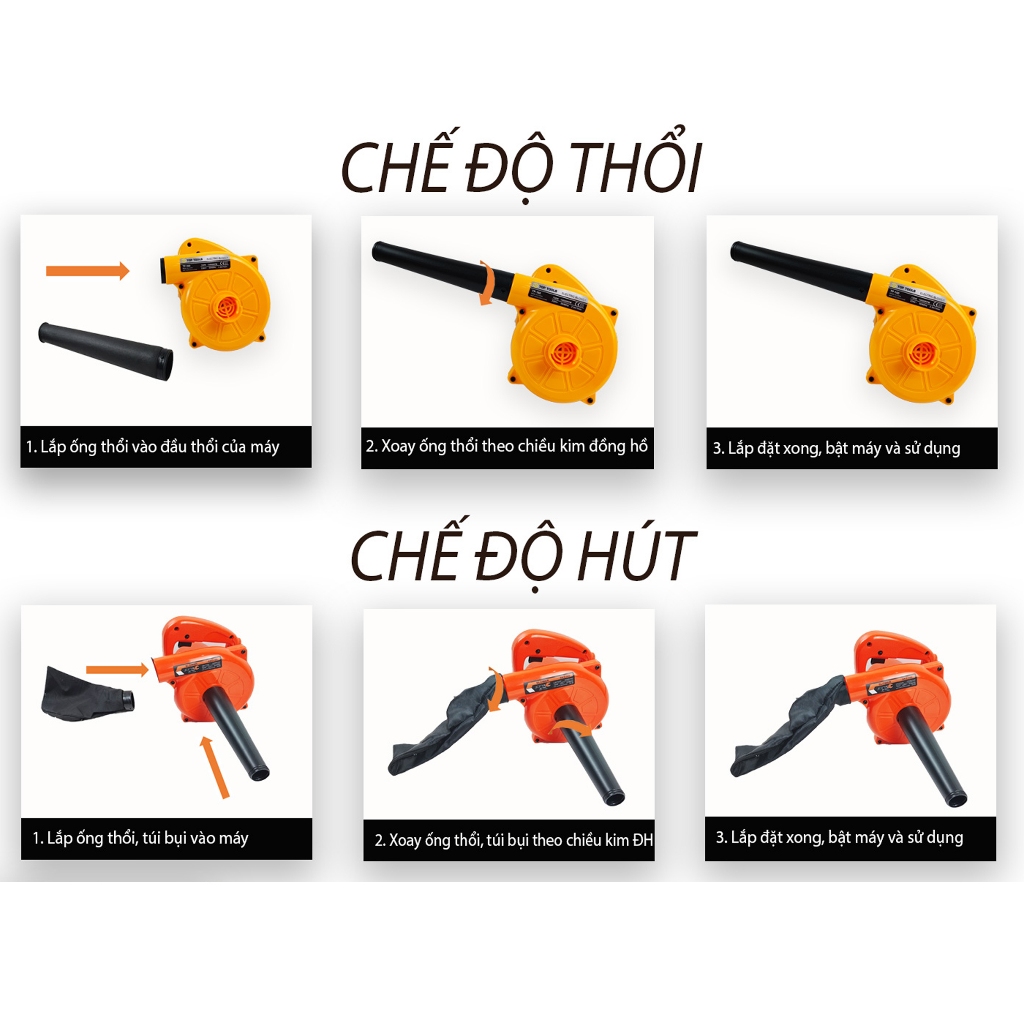 Máy thổi hút bụi 2 chiều | Thổi bụi, hút bụi nhỏ gọn cầm tay | Công suất lớn 700w, tốc độ 15000v/p | Hàng chính hãng