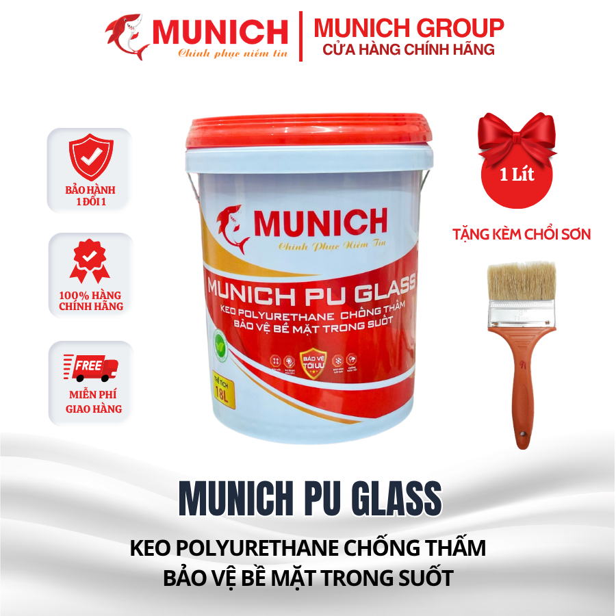 MUNICH PU GLASS - Keo Pu Chống Thấm Trong Suốt Đàn Hồi Cao