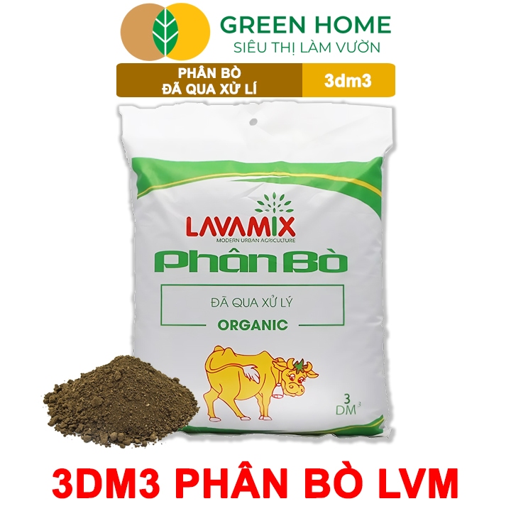 Phân Bò Ủ Vi Sinh GreenHome, Sfarm, Bao 2kg, Bổ Sung Dinh Dưỡng Đa, Trung, Vi Lượng Và Acid Humic