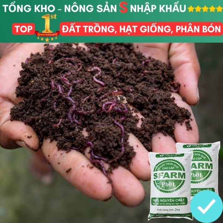 Phân Trùn Quế bao 2kg, Dinh Dưỡng Hữu Cơ, Không Mùi, Tốt Cho Lan, Bonsai, Rau, Cây Ăn Trái.