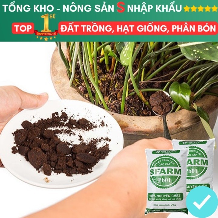Phân Trùn Quế bao 2kg, Dinh Dưỡng Hữu Cơ, Không Mùi, Tốt Cho Lan, Bonsai, Rau, Cây Ăn Trái.