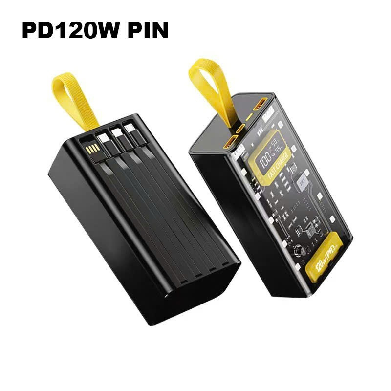 Sạc dự phòng 20000 30000MAH sạc nhanh PD120W/20W trong suốt tích hợp 4 dây sạc tích hợp đèn led SP1
