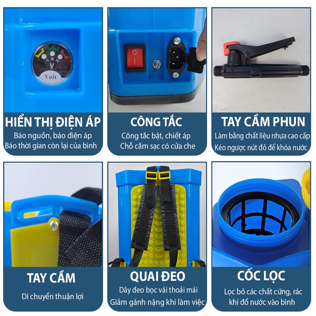 [TẶNG ĐẦY ĐỦ PHỤ KIỆN] BÌNH PHUN, BÌNH XỊT THUỐC SÂU CHÍNH HÃNG GGG. DUNG TÍCH 14L, 16L, 20L, ÁP LỰC SIÊU MẠNH