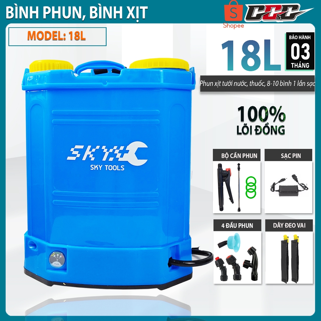 [TẶNG ĐẦY ĐỦ PHỤ KIỆN] BÌNH PHUN, BÌNH XỊT THUỐC SÂU CHÍNH HÃNG GGG. DUNG TÍCH 14L, 16L, 20L, ÁP LỰC SIÊU MẠNH