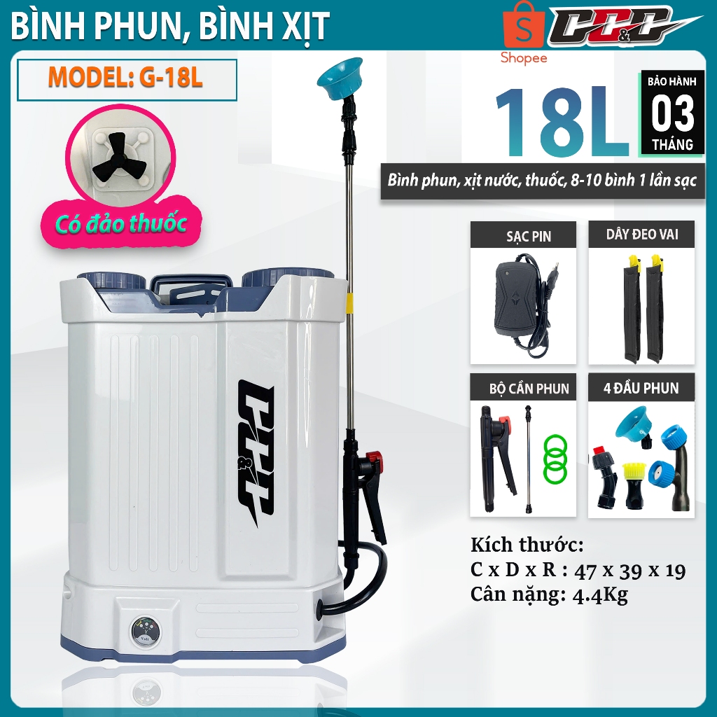 [TẶNG ĐẦY ĐỦ PHỤ KIỆN] BÌNH PHUN, BÌNH XỊT THUỐC SÂU CHÍNH HÃNG GGG. DUNG TÍCH 14L, 16L, 20L, ÁP LỰC SIÊU MẠNH