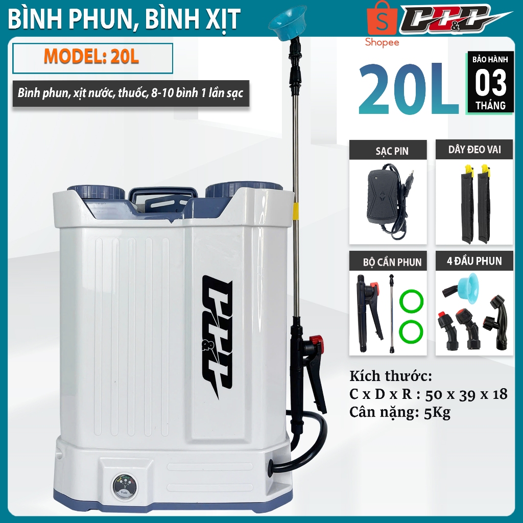 [TẶNG ĐẦY ĐỦ PHỤ KIỆN] BÌNH PHUN, BÌNH XỊT THUỐC SÂU CHÍNH HÃNG GGG. DUNG TÍCH 14L, 16L, 20L, ÁP LỰC SIÊU MẠNH
