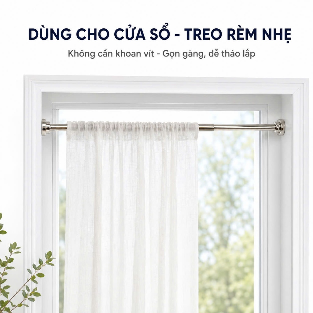 Thanh Treo Đa Năng EMOMART E02, Inox 304 không rỉ toàn thanh, Lắp đặt không cần khoan bắt vít
