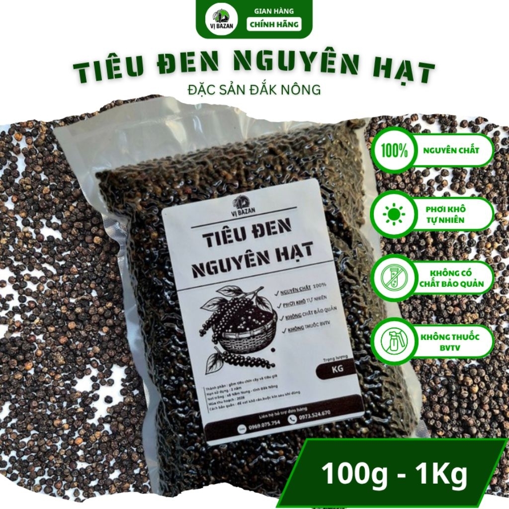 Tiêu Đen Nguyên Hạt Nguyên Chất Tự Nhiên Từ Đắk Nông Tây Nguyên - Vị Bazan