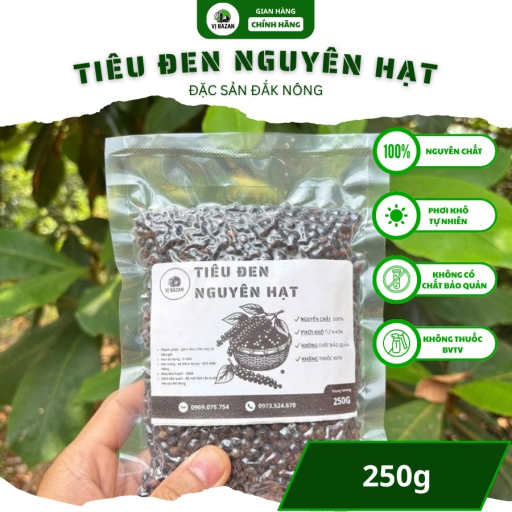 Tiêu Đen Nguyên Hạt Nguyên Chất Tự Nhiên Từ Đắk Nông Tây Nguyên - Vị Bazan
