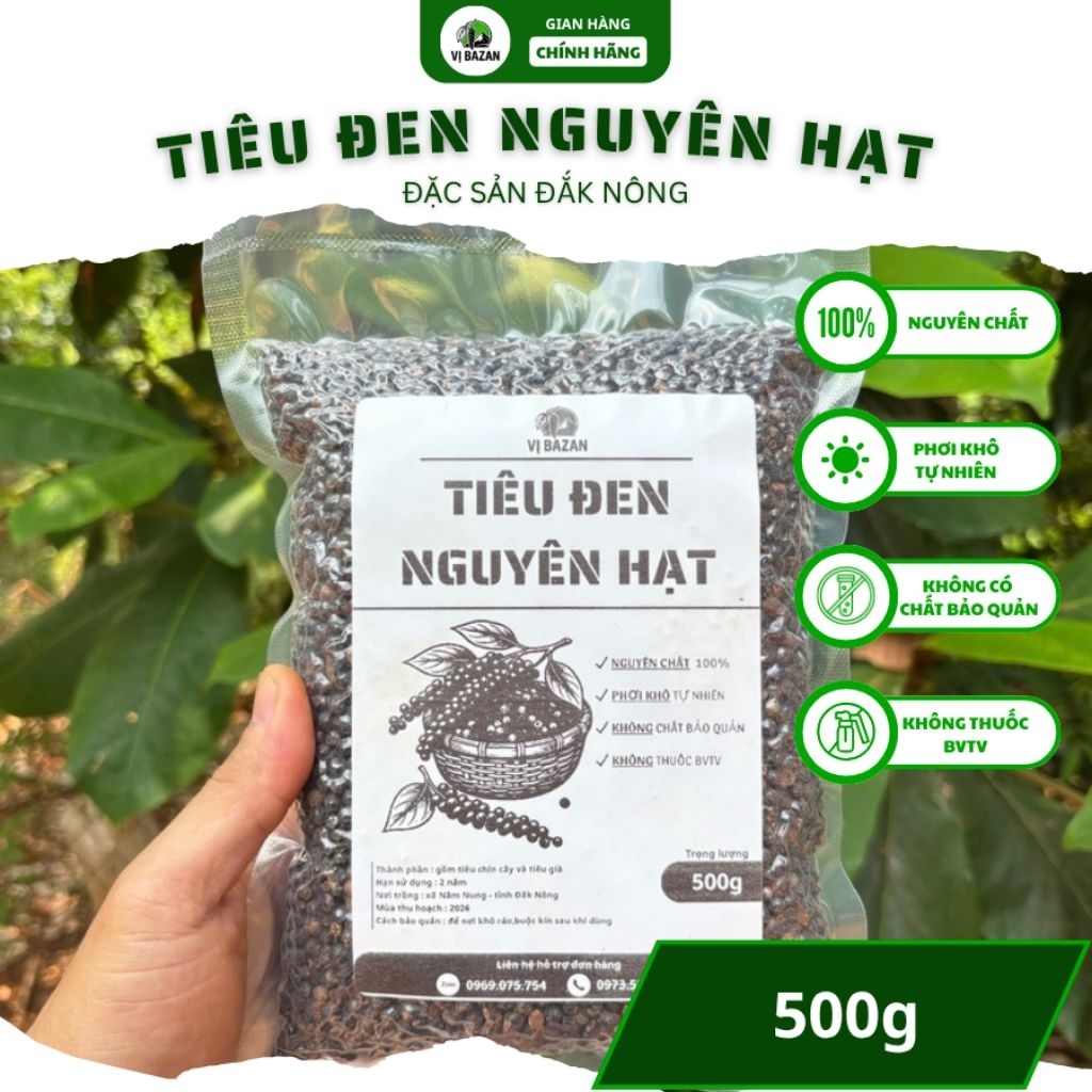 Tiêu Đen Nguyên Hạt Nguyên Chất Tự Nhiên Từ Đắk Nông Tây Nguyên - Vị Bazan