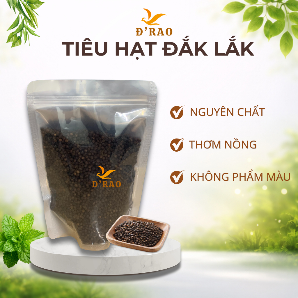 Tiêu Hạt Đen Nguyên Chất Đắk Lắk Nhà Trồng Sạch, Không Hoá Chất Tiêu Đen Khô Nguyên Hạt Thơm Cay