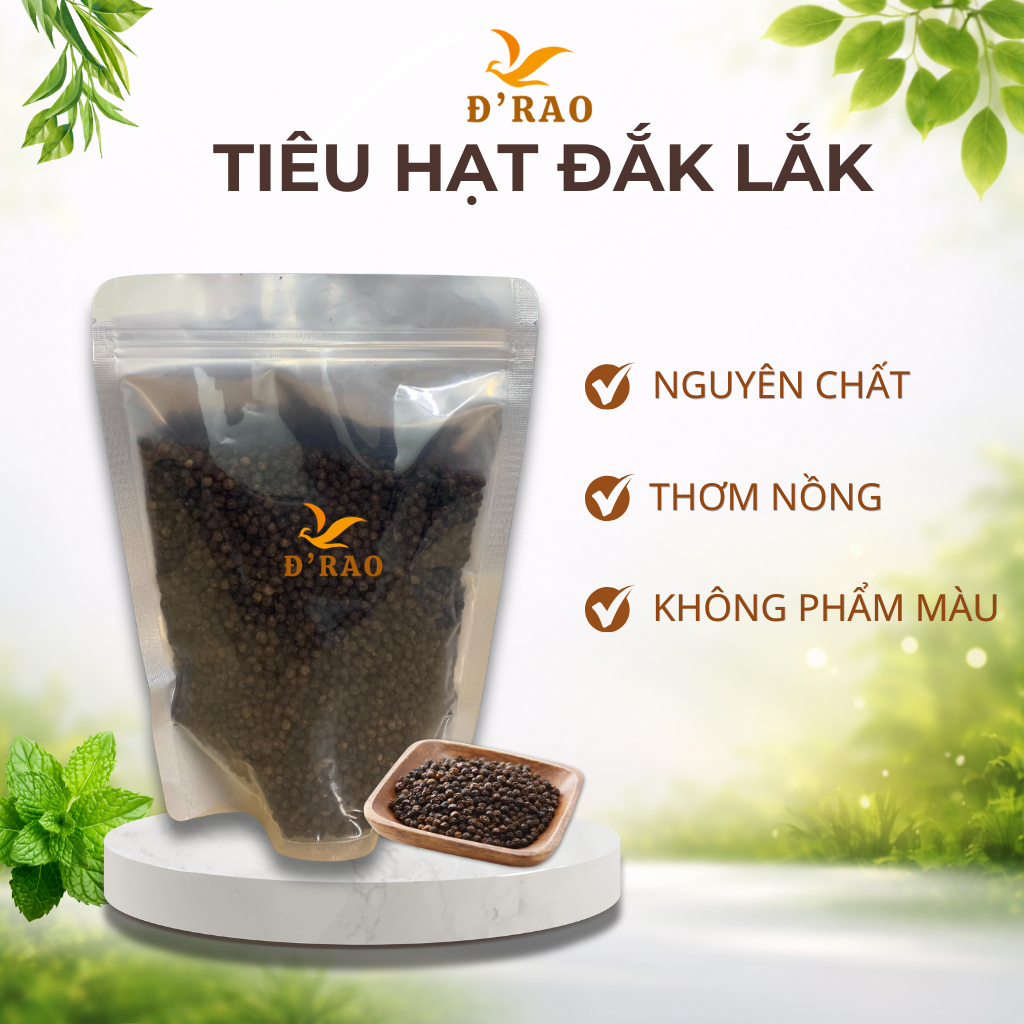 Tiêu Hạt Đen Nguyên Chất Đắk Lắk Nhà Trồng Sạch, Không Hoá Chất Tiêu Đen Khô Nguyên Hạt Thơm Cay