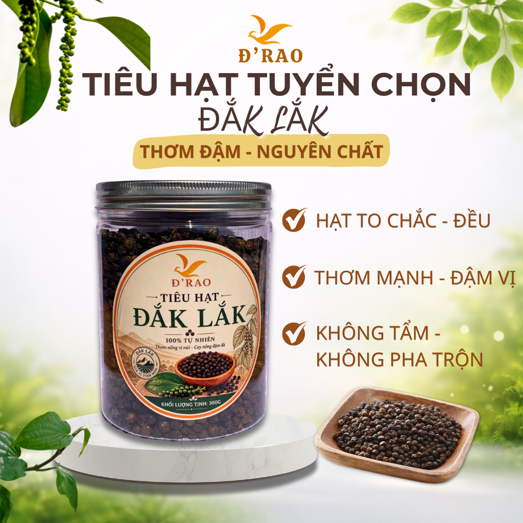 Tiêu Hạt Đen Nguyên Chất Đắk Lắk Nhà Trồng Sạch, Không Hoá Chất Tiêu Đen Khô Nguyên Hạt Thơm Cay