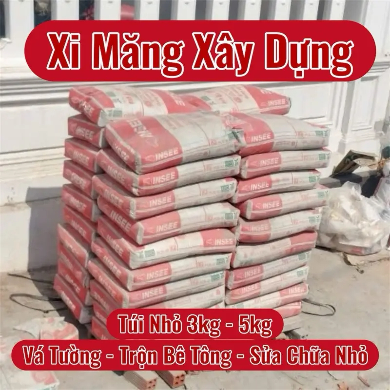 Xi Măng Đen Đóng Túi Nhỏ 1kg 3kg 5kg Trộn Vữa, Xây Sửa Đa Năng