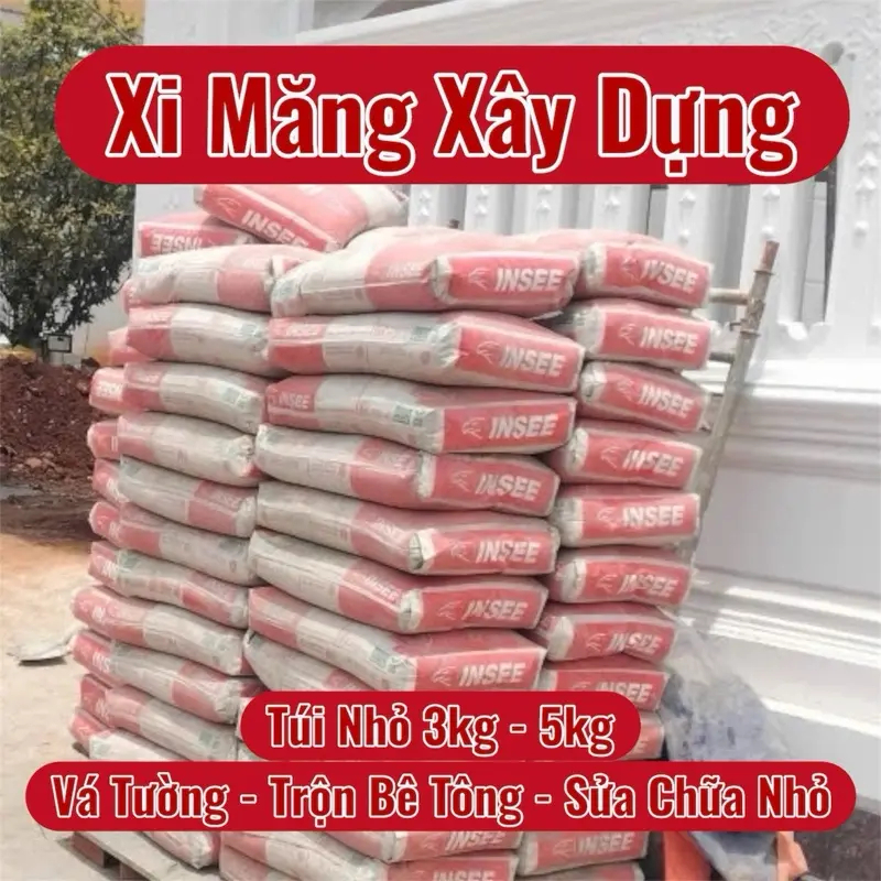 Xi Măng Đen Đóng Túi Nhỏ 1kg 3kg 5kg Trộn Vữa, Xây Sửa Đa Năng